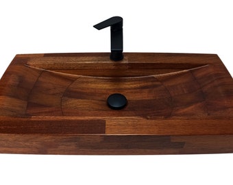 Lavabo en bois Merbau - Lavabo à poser en bois exotique (780 x 400 x 90 mm)
