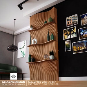 CNC Vector Filess With DIY Woodworking Plans - Modern Plywood Parametric Wall Shelf