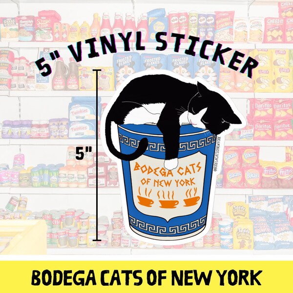 5" Big Bodega Cats of New York Official Vinyl Sticker, Cat Sticker, NYC Sticker, Gift for New Yorker, Bodega Cat, NYC Coffee Cup
