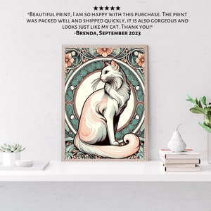 Art Nouveau Inspired Cat Art Print 20th-century Art Nouveau Gallery Wall Art Alphonse Mucha Inspired Active Photos image 3