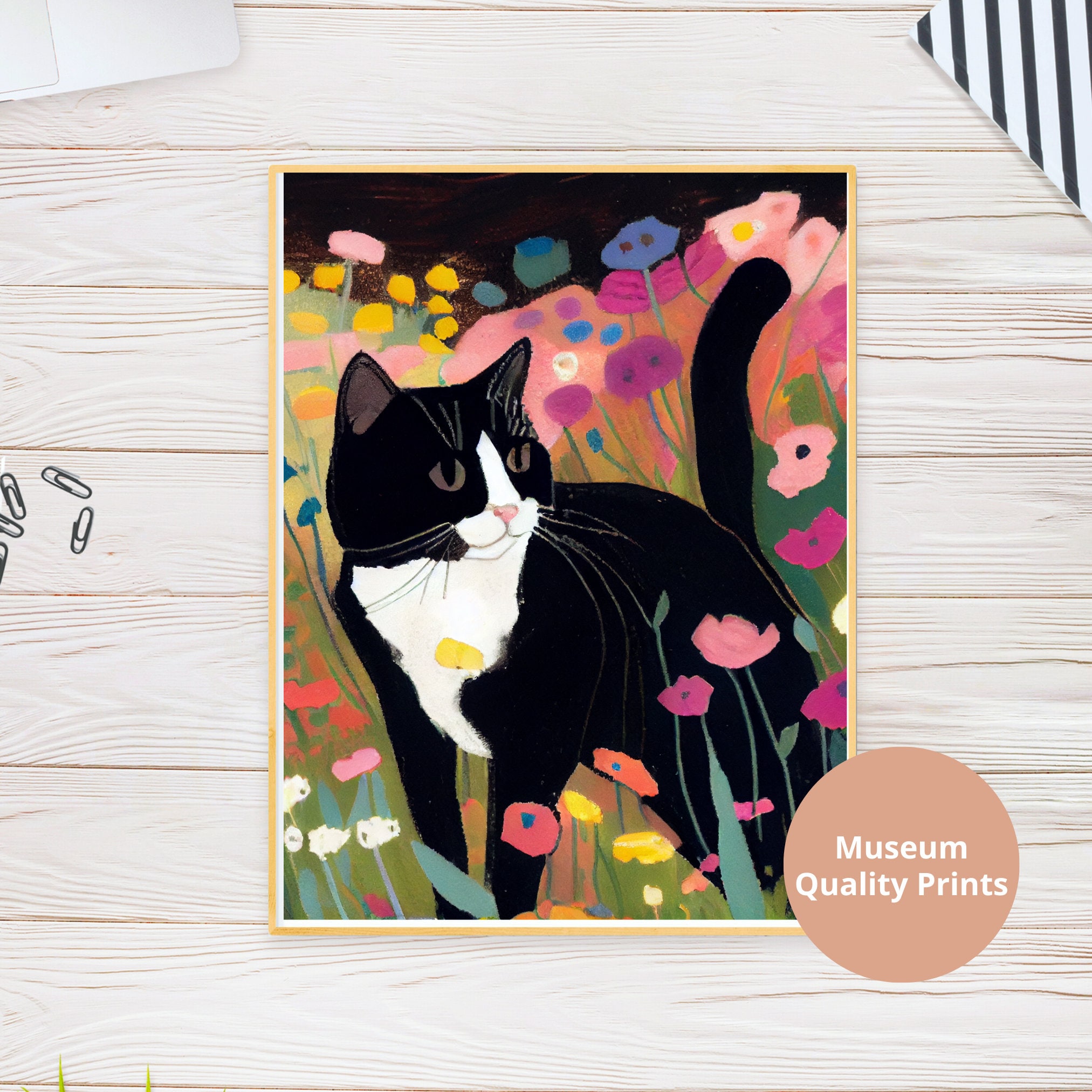 Impression de chat de style jardin Gustav Klimt Poster de chat