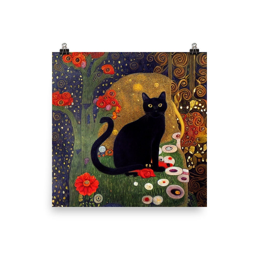 グスタフ・クリムト ガーデンスタイル 猫プリント - クリムト
