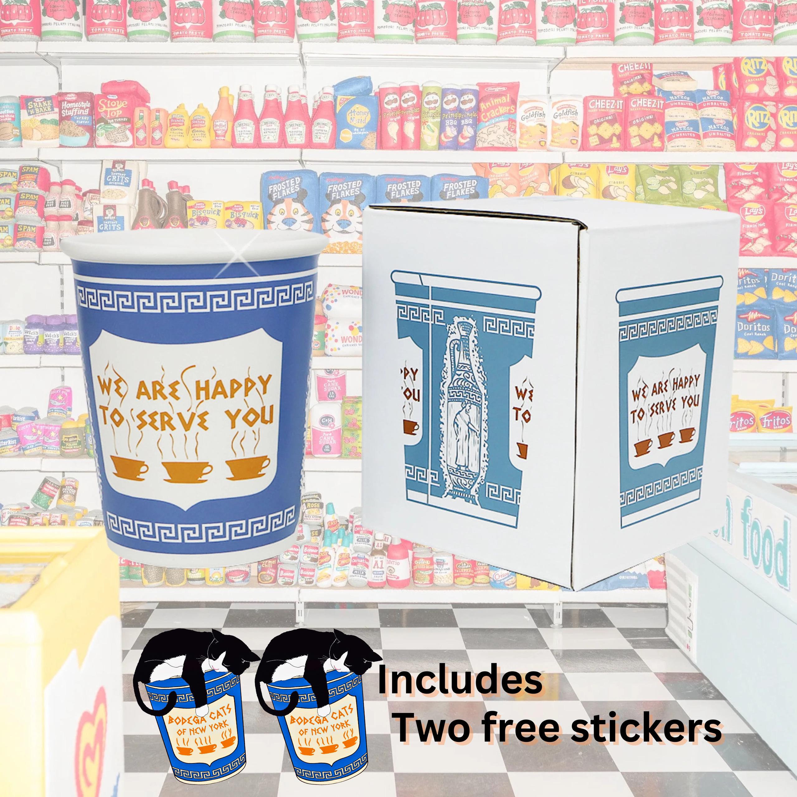 Iconic NYC Blue Coffee Cup, New York Ceramic Mug, Bodega