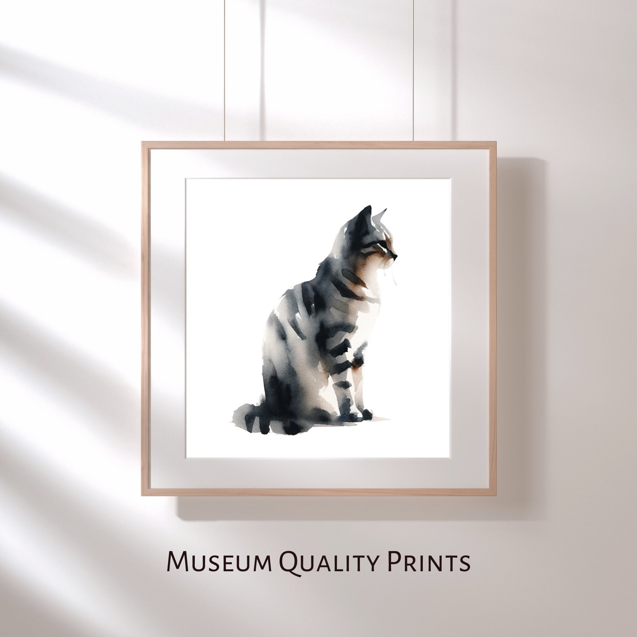 Gray Tabby Cat Watercolor Art Print, Home Office Decor - Etsy