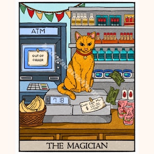 The Magician Tarot Card, Bodega Cat Tarot, Funny Cat Art, Cat Print, Wall Art for Office, Tarot Card Art, New York City Art, Bodega Cats