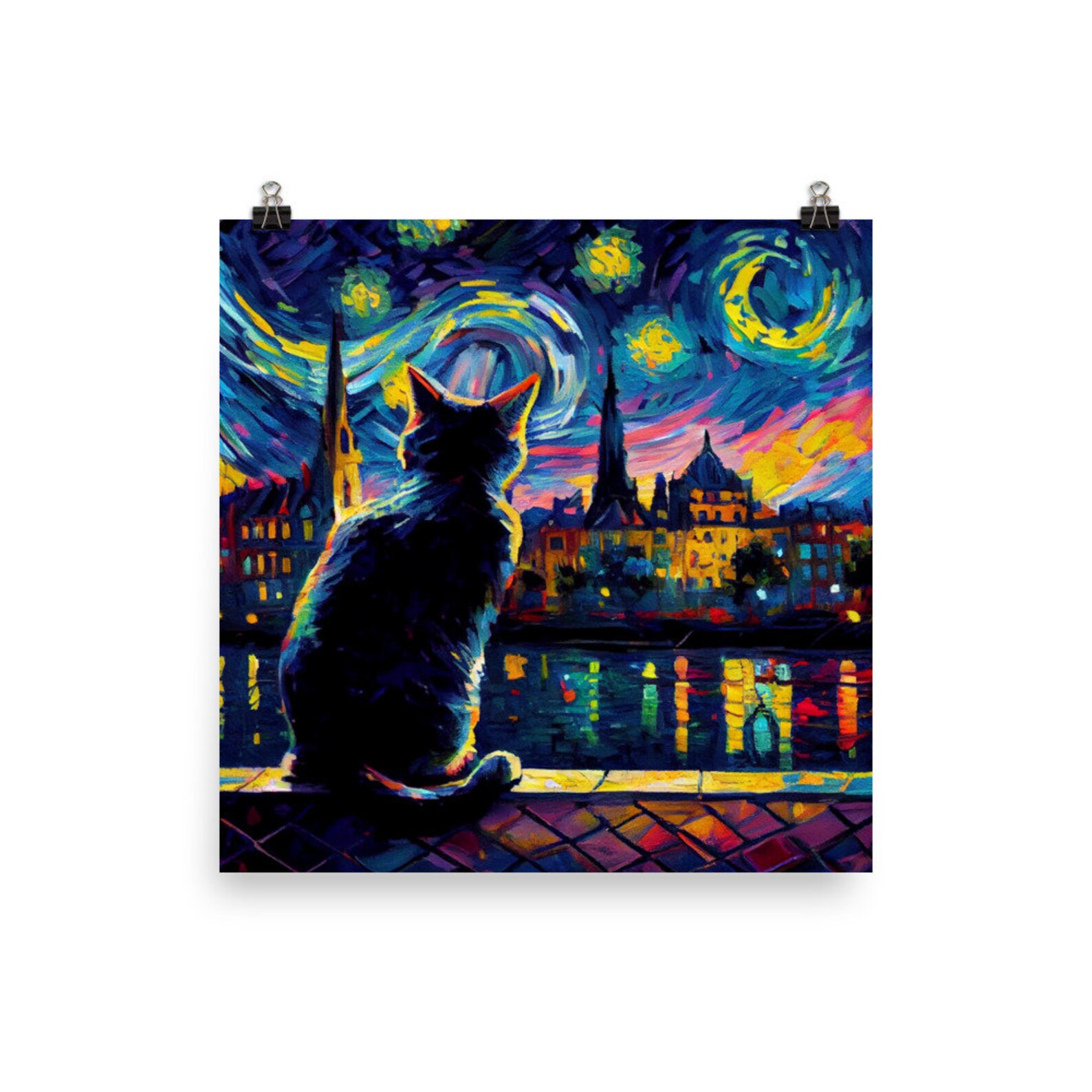 Pochette à accessoires pour chat au clair de lune : trousse à cosmétiques lunatique nuit étoilée - France