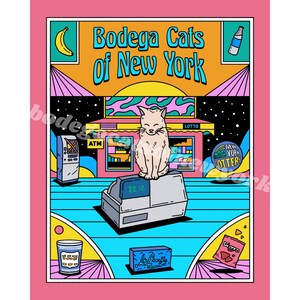 Cyfrowe: Bodega Cats of New York, Sztuka psychodeliczna, Koty z Nowego Jorku, Sztuka z Brooklynu, Prezent dla miłośników kotów, Prezent urodzinowy dla kota, NYC Poser, Sztuka z Nowego Jorku
