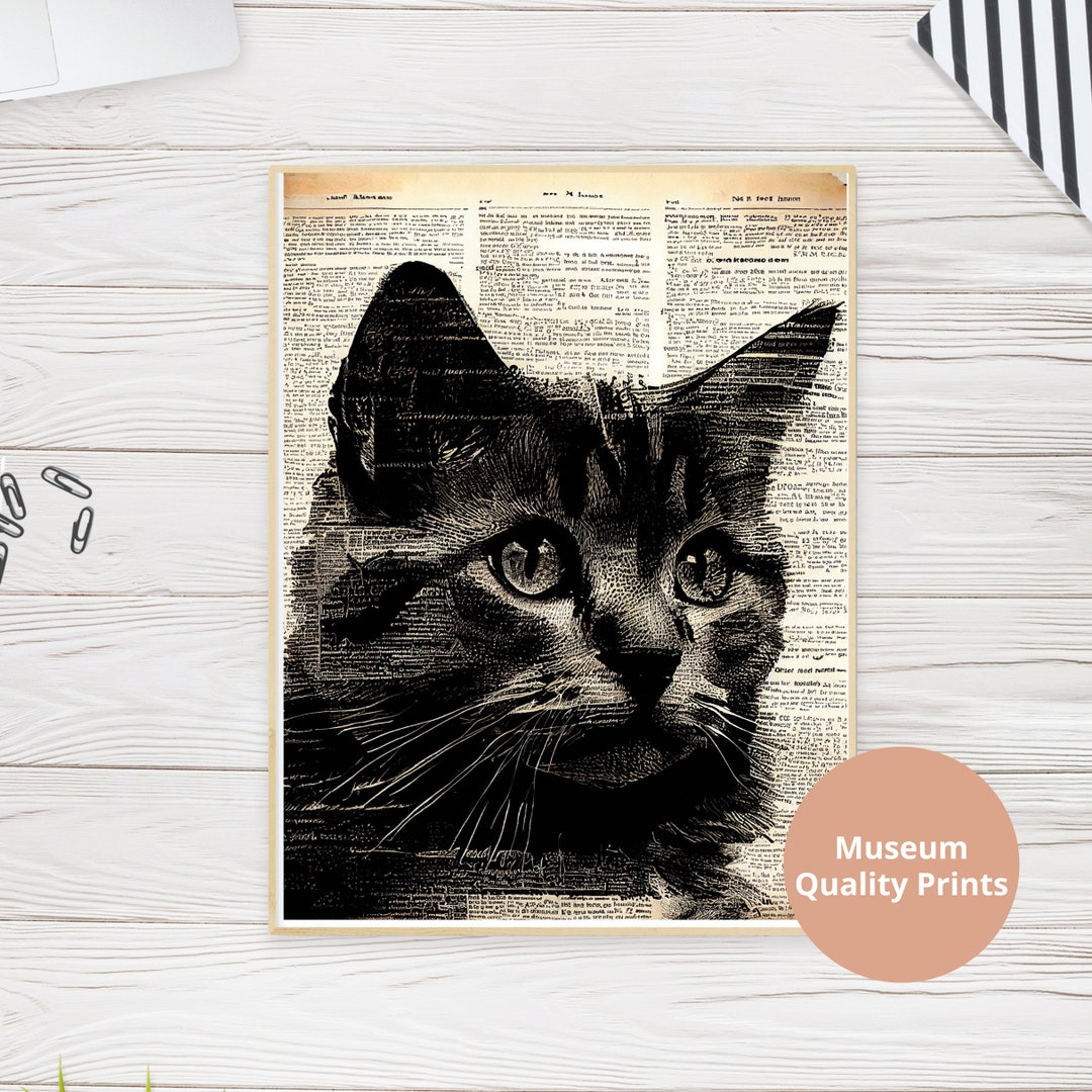 Vintage Cat Wall Art Perfect Art for Cat Lovers and a Etsy