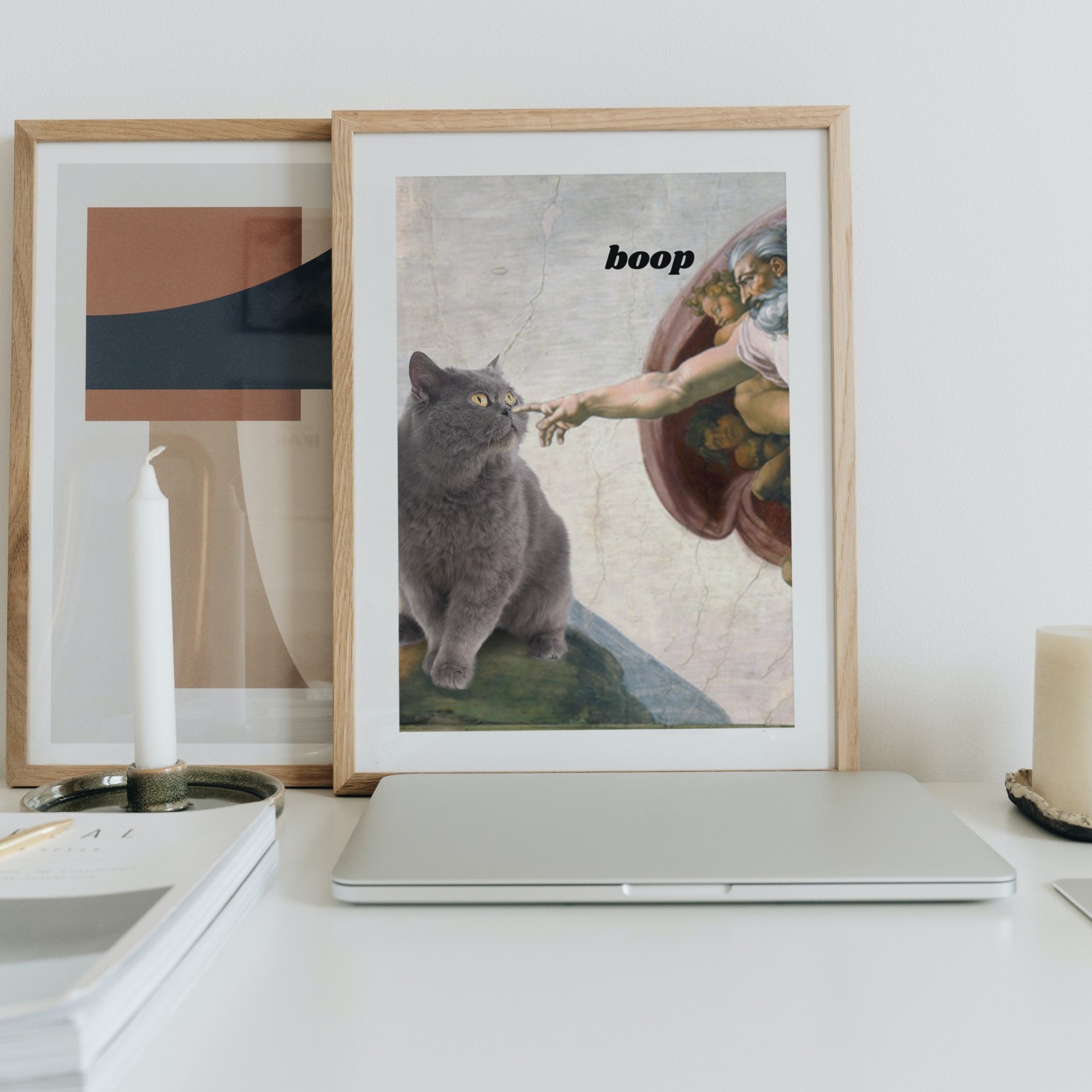 アダム猫のアートプリントの創造 - 面白い猫のパロディ - Etsy 日本