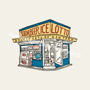 Bodega Cats of New York Art Print, New York Gift, Cat Wall Art, NYC Art, Souvenir NYC, Brooklyn Art, Gift for New Yorker, Bodega Storefront
