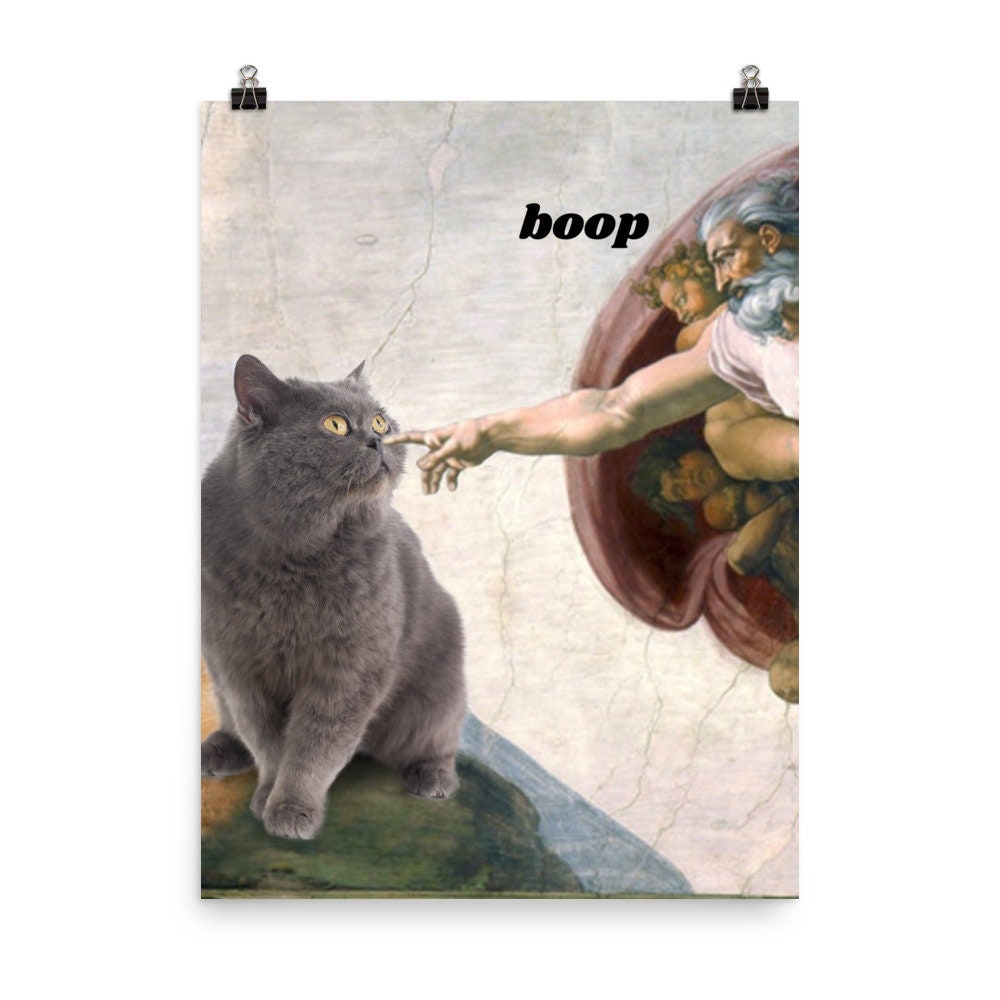 アダム猫のアートプリントの創造 - 面白い猫のパロディ - Etsy 日本