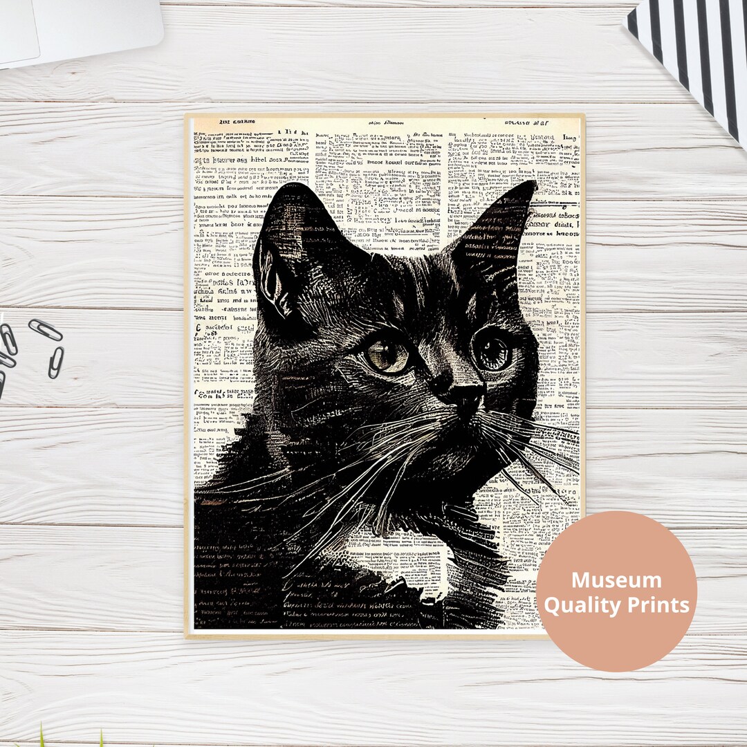 Vintage Cat Wall Art Perfect Art for Cat Lovers and a Etsy