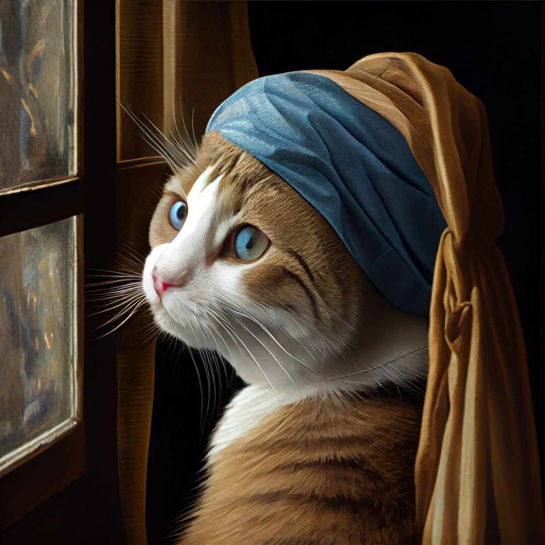 Tabby Cat With the Pearl Earring Artwork Inspired by Vermeer Perfect Animal Lover s Present Animal Art Print Cat Lovers Gift Etsy Canada