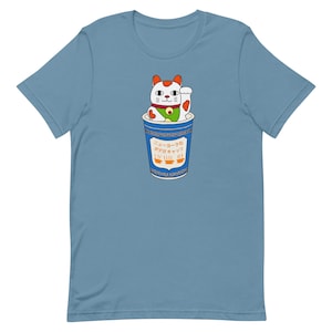 Maneki Neko Bodega Cat in Coffee Cup T-Shirt, NYC Tee, Bodega Cats of New York, Good Luck Cat, Japanese Cat, Japanese Art