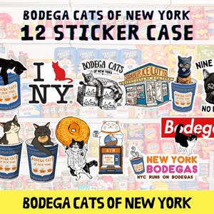 Bodega Cats Sticker Pack | 12 Waterproof Vinyl NYC Cat Decals | New York Gift