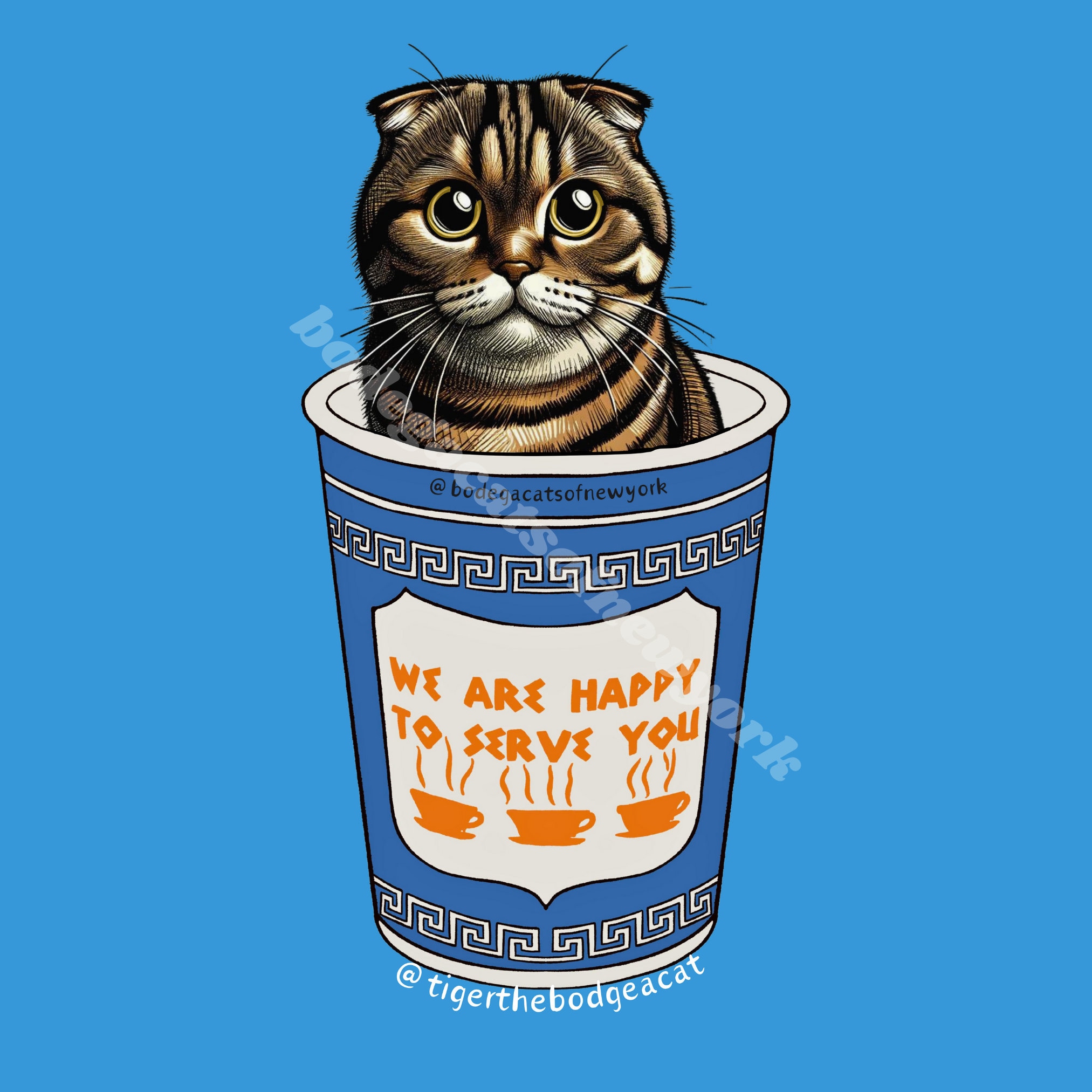 Tiger the Bodega Cat, Cat Art Print, Cat Art, Funny Art Print, Gift for Cat Lover, Brooklyn Bodega Cat, Gift for New Yorker