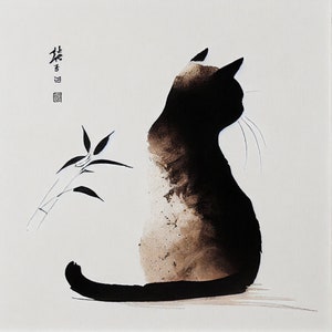 Katzen Kunstdruck - Einzigartiges Geschenk für Katzenliebhaber, Stilvolles Katzen Mama Poster Geschenk, Minimalistische Katzen Kunst für Katzen Mamas
