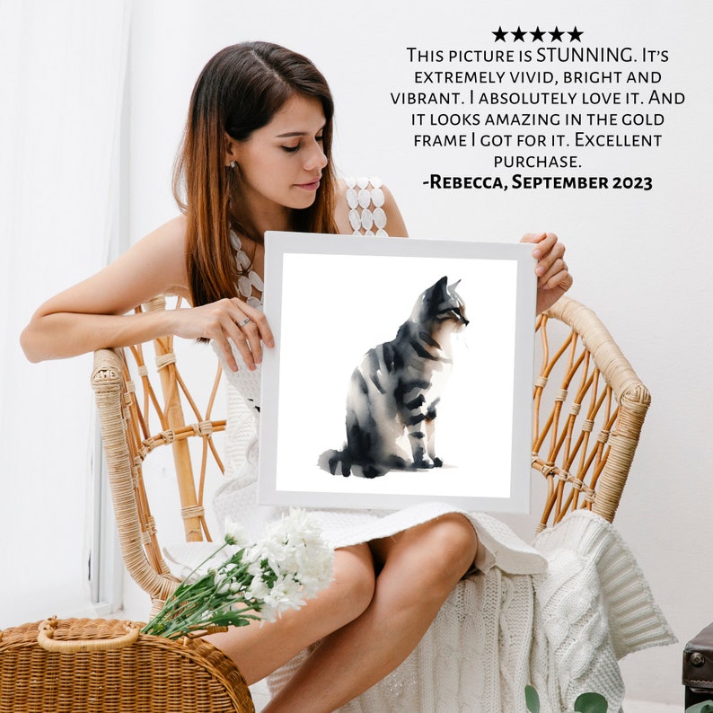 Gray Tabby Cat Watercolor Art Print, Home Office Decor - Etsy