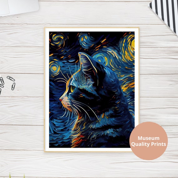 絵画。原画☆キャンバスF6【猫ちゃんはソファーに座って美しい星空を楽しんでいる】 絵画。原画☆キャンバスF6【猫ちゃんはソファーに座って美しい