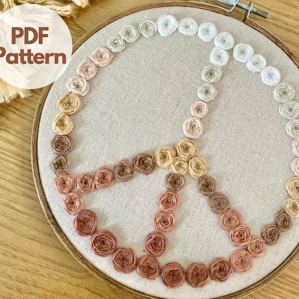 PDF Embroidery Pattern | Boho Wall Decor | Beginner Embroidery Pattern | Peace Sign | Digital Pattern with Instructions | Digital Download