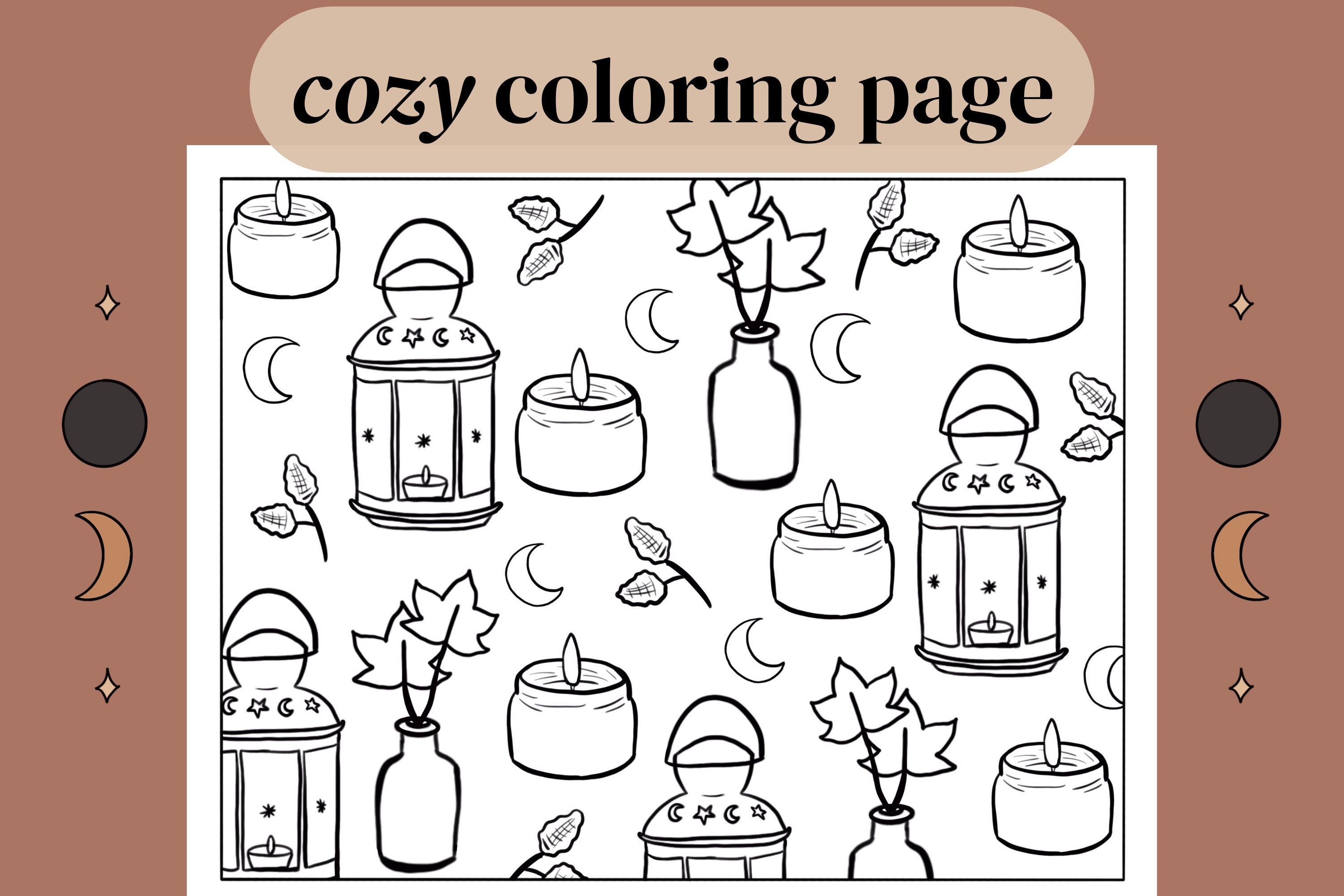 Coloring Page Cozy Art Seasonal Fall Coloring Page - Etsy