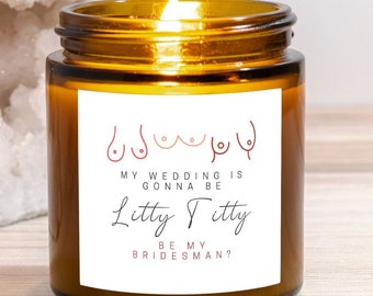 Bridesman Proposal Candle Amber Jar 4oz, Brides Man Gift, Be My Bridesman?