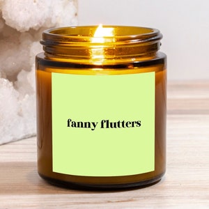 Fanny Flutters Candle Amber Jar 4oz, Gift for Her, Funny UK Themed Candle