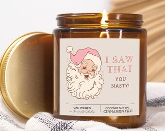 Funny Santa Christmas Candle: Cinnamon Chai Scented, Hand Poured
