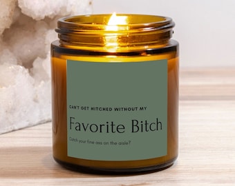 Mini Bridesmaid Proposal Candle - Amber Jar candle, Funny Bridesmaid Proposal Gift, small size 4 oz.