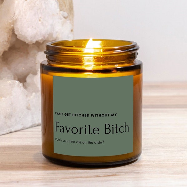 Funny Bridesmaid Proposal Candle: Amber Jar, Coconut Soy Wax (4 oz)