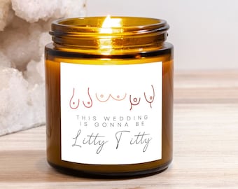 Small Lit Wedding Candle Amber Jar 4oz, 20 Hour Burn Time, Funny Engagement Candle