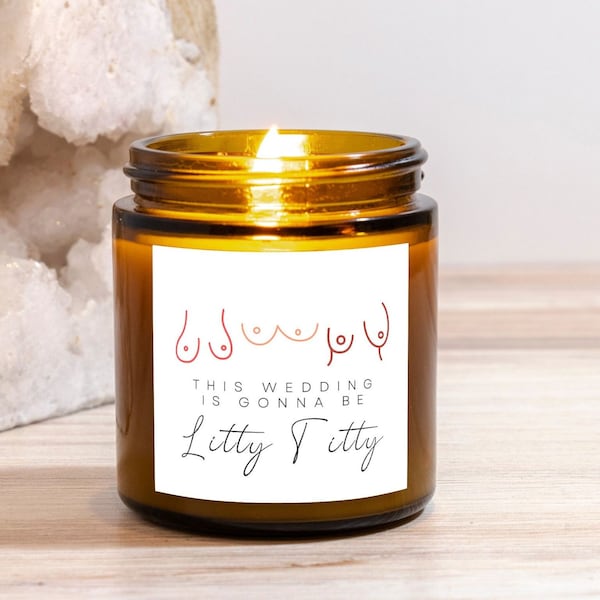 Small Lit Wedding Candle Amber Jar 4oz, 20 Hour Burn Time, Funny Engagement Candle