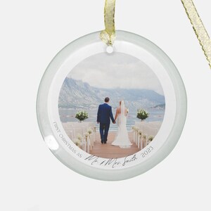 Personalized First Christmas Married Ornament: Custom Photo Glass Ornament image 2