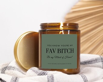 Fav B Maid of Honor Proposal Candle, Green, 9 Ounce MOH Proposal Gift