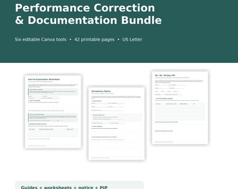 Manager Performance Documentation Toolkit | Canva Templates and Printable PDFs