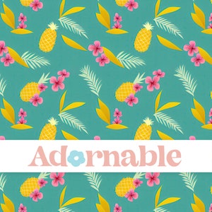 Summer Tropical Pineapple Pattern, Floral Palm Tree Background, Seamless Pattern, Repeat Pattern, Pattern File, Digital Paper, Printable