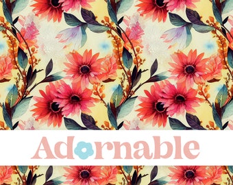 Boho Floral Watercolor Pattern, Flower Stem Background, Seamless Pattern, Repeat Pattern, Pattern File, Digital Paper, Printable