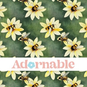 Spring Busy Bee Floral Pattern, Honeybee Flower Background, Seamless Pattern, Repeat Pattern, Pattern File, Digital Paper, Printable