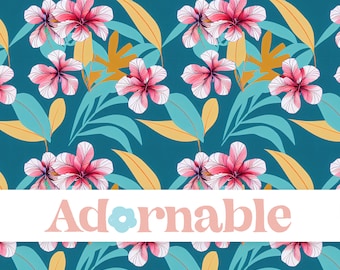 Summer Tropical Floral Pattern, Hawaiian Hibiscus Background, Seamless Pattern, Repeat Pattern, Pattern File, Digital Paper, Printable