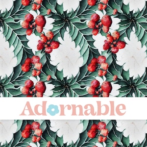 Christmas Holly Leaves Pattern, X-mas Wreath Background, Seamless Pattern, Repeat Pattern, Pattern File, Digital Paper, Printable