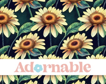 Floral Sunflowers Pattern, Sun flower Illustration Background, Seamless Pattern, Repeat Pattern, Pattern File, Digital Paper, Printable