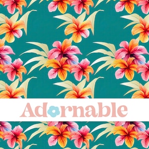Summer Hawaiian Floral Pattern, Tropical Hibiscus Background, Seamless Pattern, Repeat Pattern, Pattern File, Digital Paper, Printable