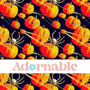 Halloween schedels Webs en pompoenen patroon, Halloween achtergrond, naadloos patroon, herhaalpatroon, patroonbestand, digitaal papier, afdrukbaar