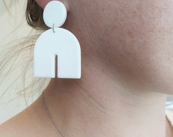 White arch | Polymer Clay Earrings | Statement Earrings | Lightweight | Durable | Handmade | Modern accessories | Gift ideas