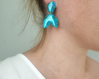 Turquoise | Earrings | Statement Earrings | Lightweight|Summer style | PolymerClay | Gold earings | everyday wear