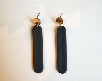 Black dangle earrings| Statement Earrings | Lightweight | everyday wear| Gift idea | polymer clay