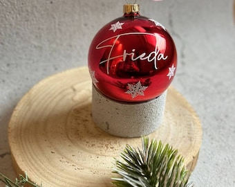 Weihnachtskugel Personalisiert mit Name, Schneeflocke