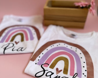 Tshirt with name, personalized tshirt, desired name, tshirt girl, rainbow, rainbow shirt girl