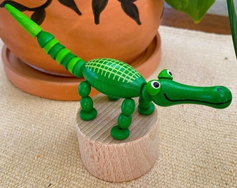 Crocodile - Jiggly Wiggly - Collapsible Animals Push Button Toy Child Development - Old World Style German Decorative - I Love Bouncies