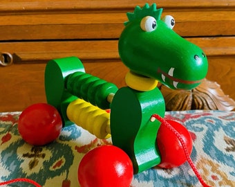 Snapping Crocodile - Pull Along - African Alligator Walking Toy Child Development - Old World Style German Made Decorative - I Love Bouncies